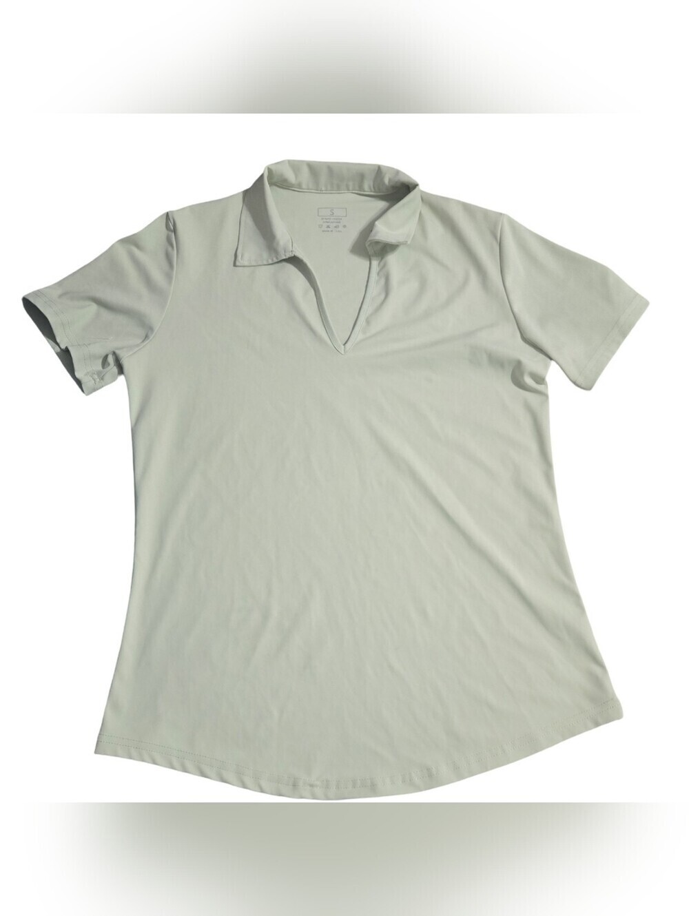 Women's Short Sleeve Polo V-Neck Top Light Sage Athletic Athleisure Golf Size S